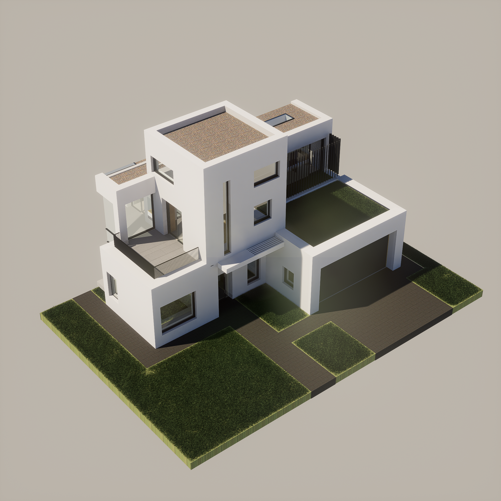 Contemporary House Model with interlocking masses.